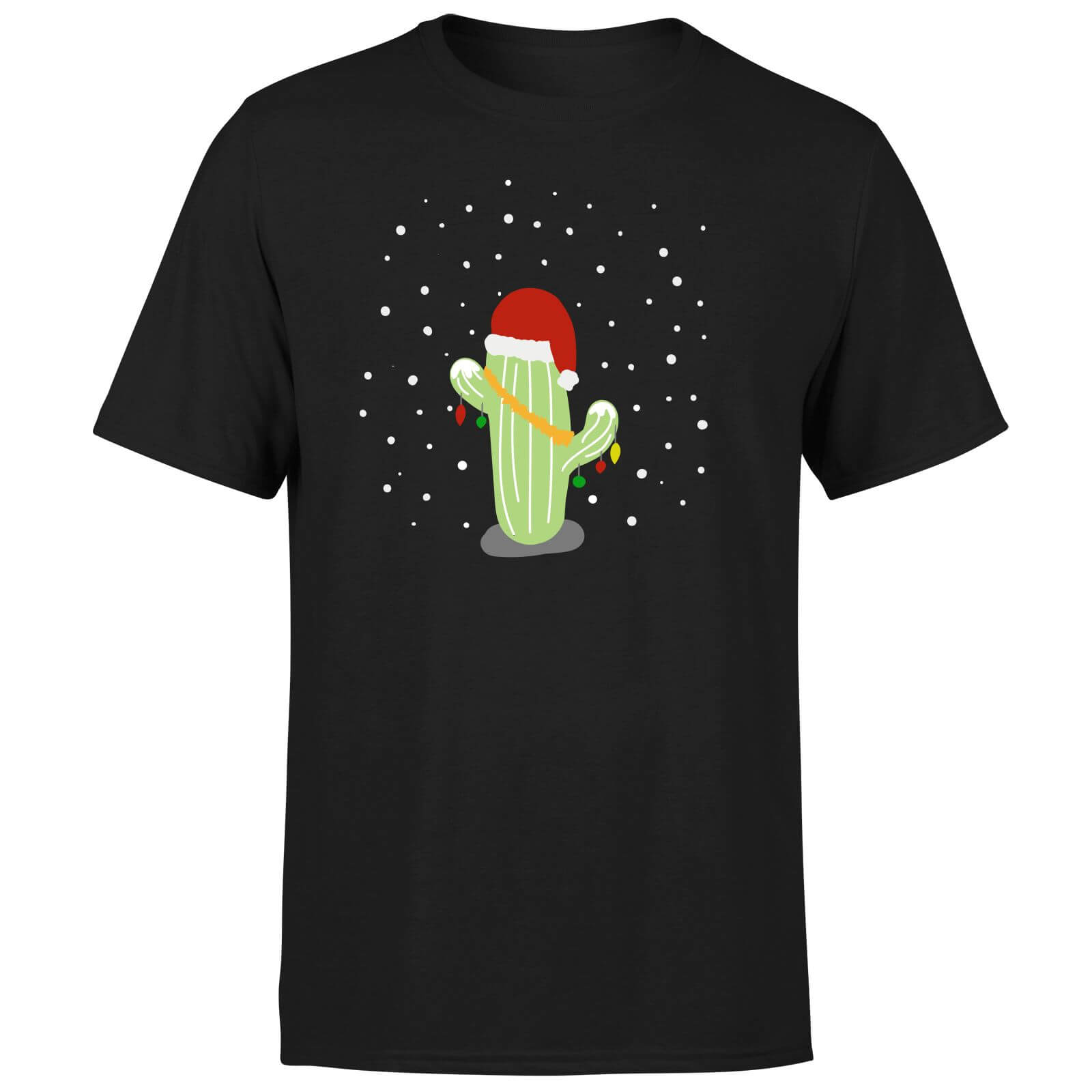 Cactus Santa Hat T-Shirt - Black - M - Black