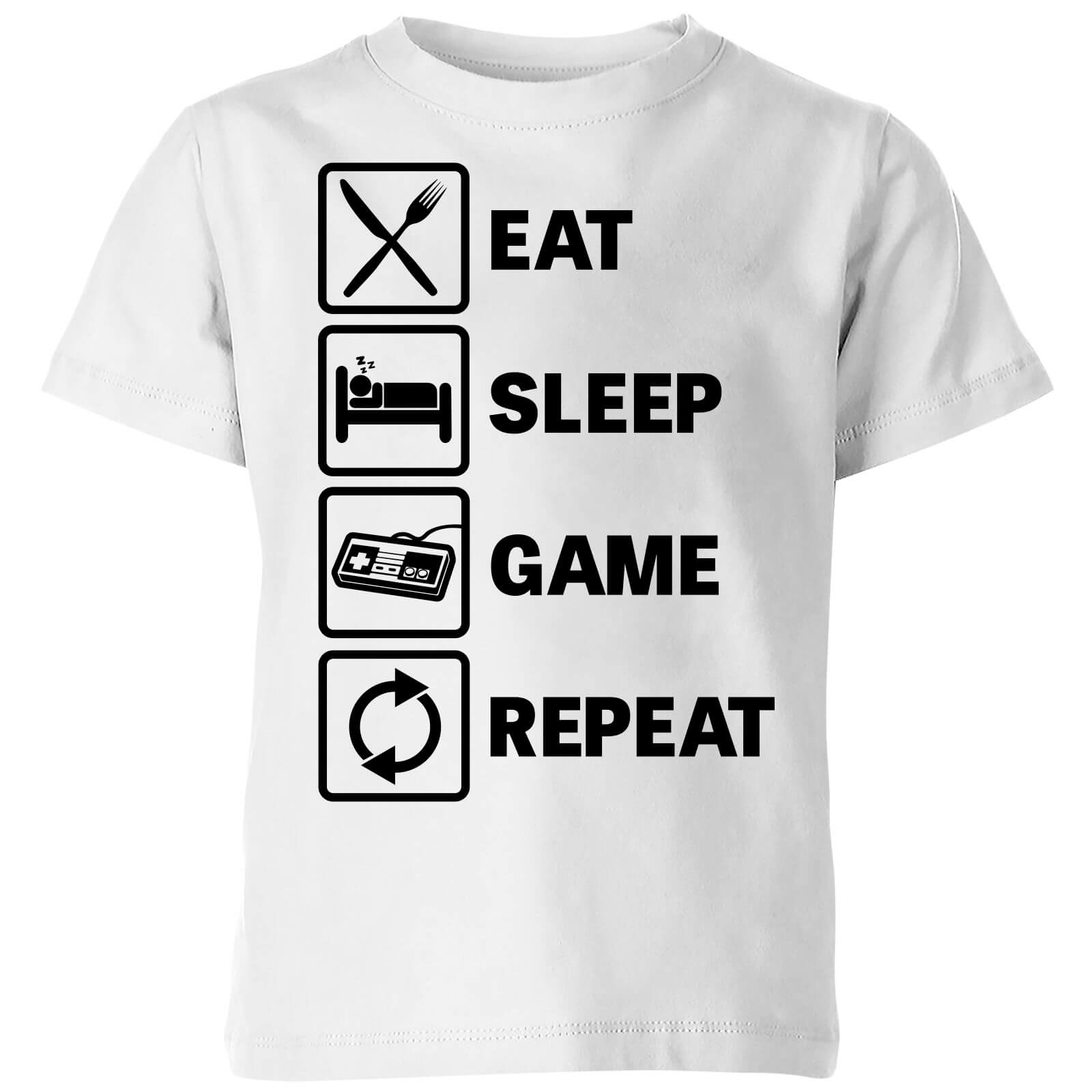 Eat Sleep Game Repeat Kids' T-Shirt - White - 3-4 Years - White