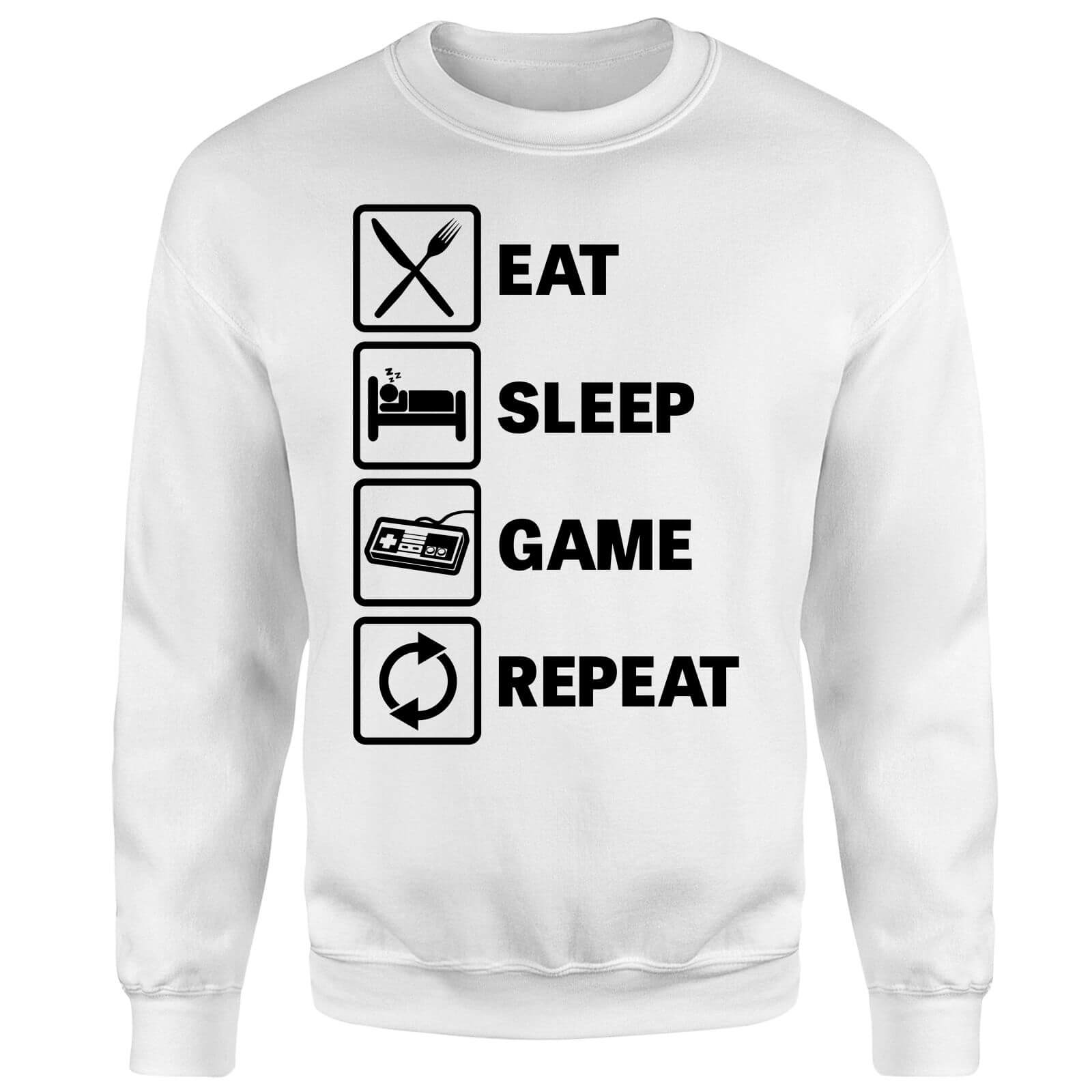 Eat Sleep Game Repeat Sweatshirt - White - S - White