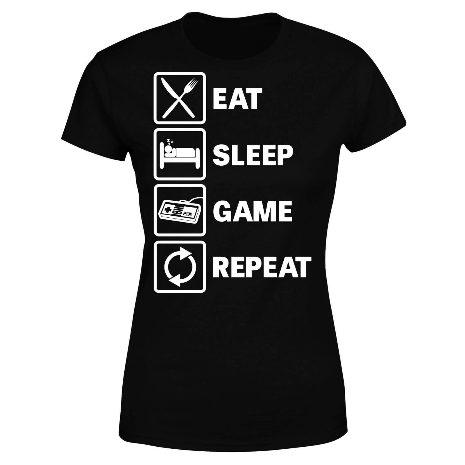 Eat Sleep Game Repeat Women's T-Shirt - Black - S - Black