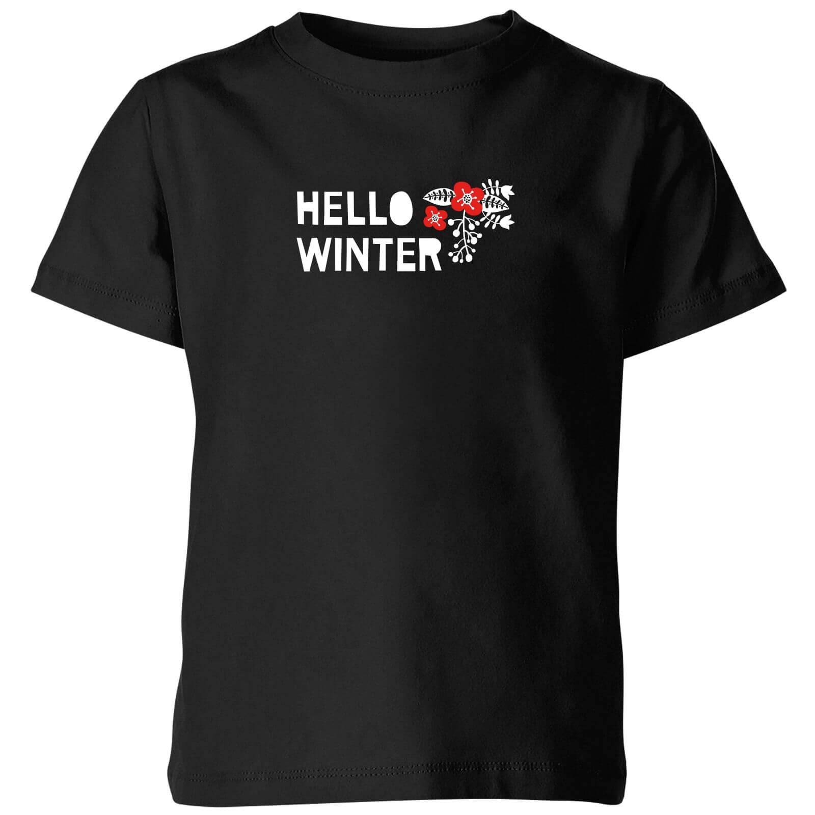 Hello Winter Kids' T-Shirt - Black - 3-4 Years - Black