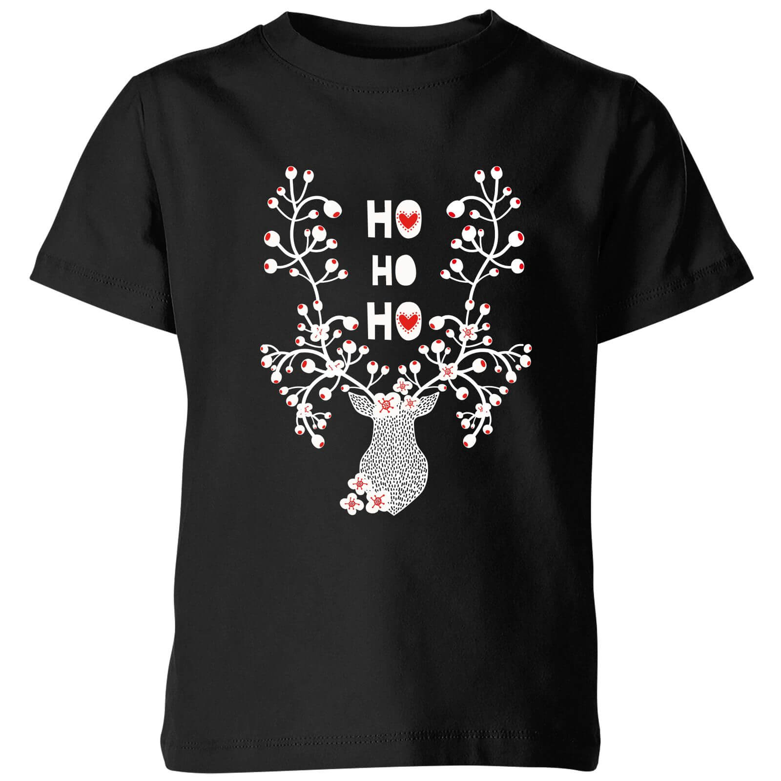 Ho Ho Ho Reindeer Kids' T-Shirt - Black - 3-4 Years - Black