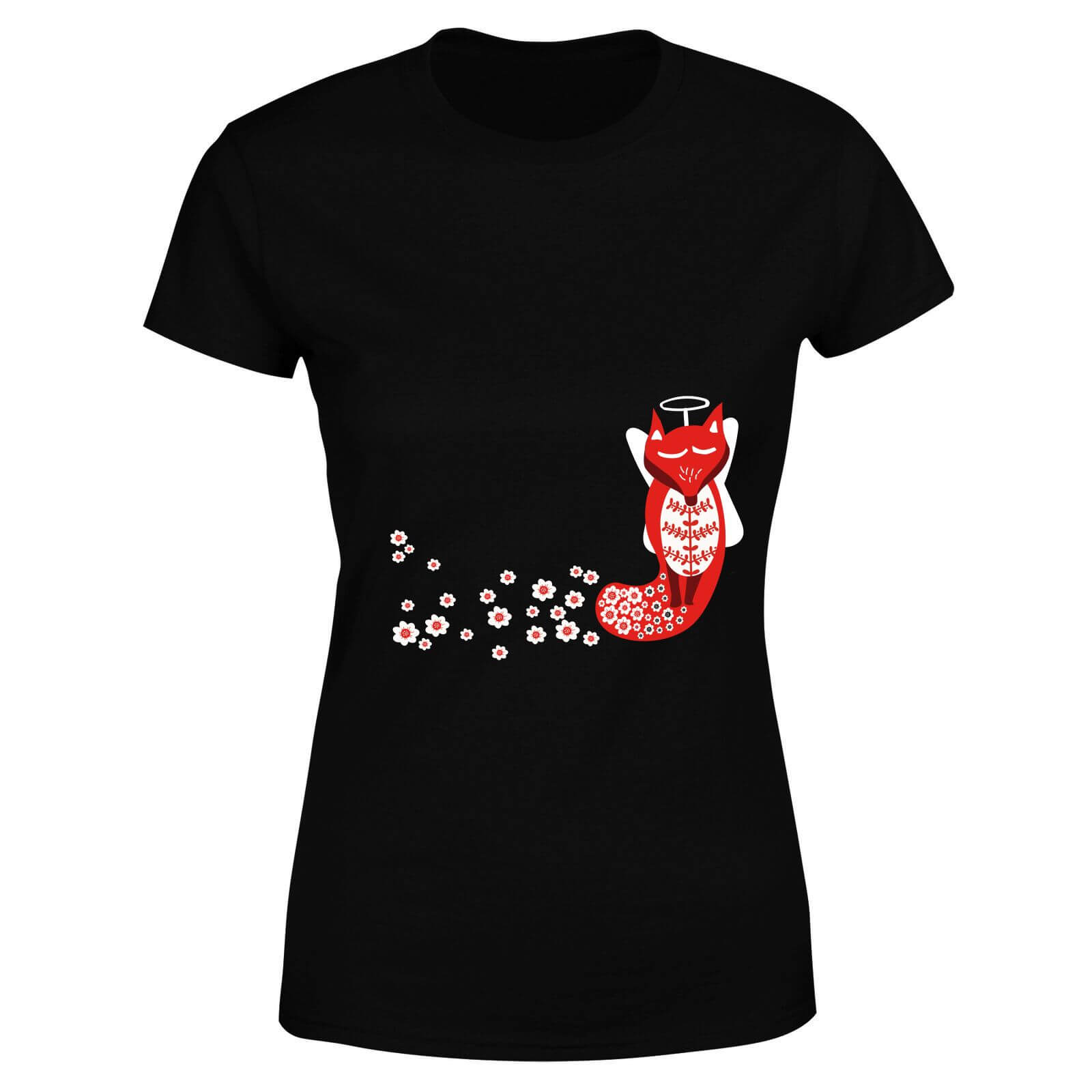 Flower Fox Women's T-Shirt - Black - S - Black
