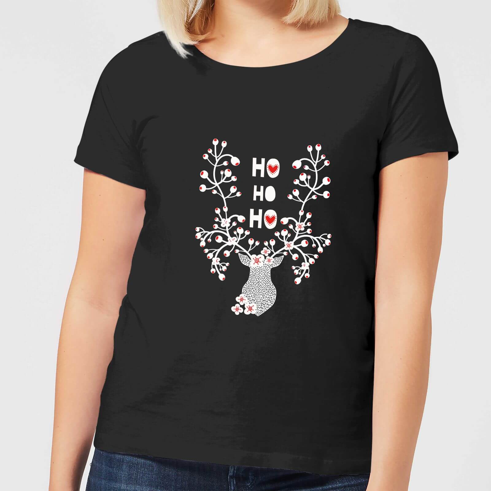 Ho Ho Ho Reindeer Women's T-Shirt - Black - 3XL - Black