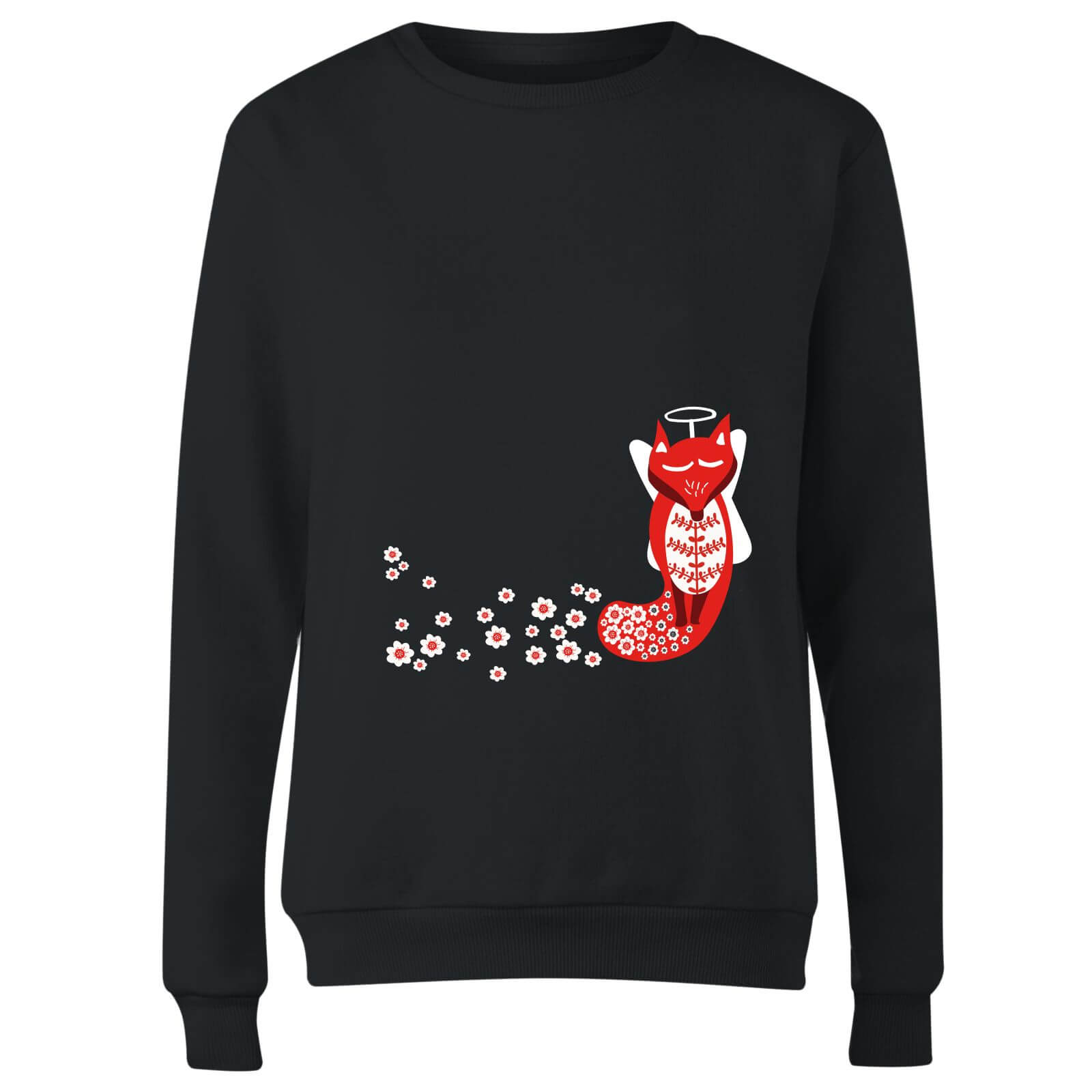 Flower Fox Women's Sweatshirt - Black - S - Black