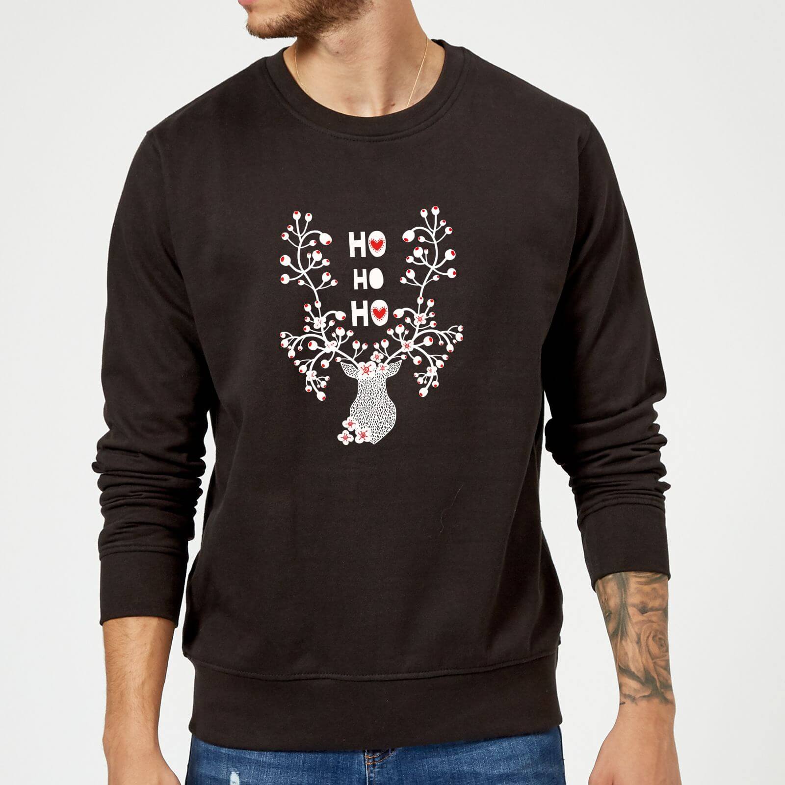 Ho Ho Ho Reindeer Sweatshirt - Black - 5XL - Black