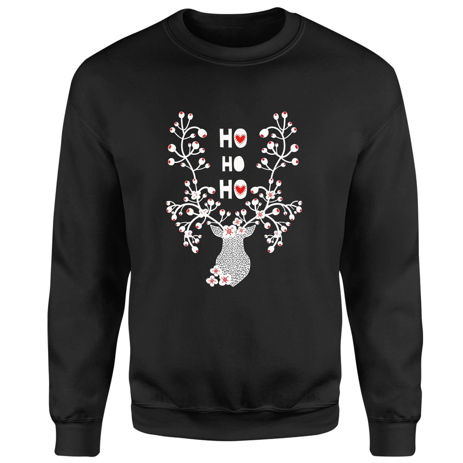 Ho Ho Ho Reindeer Sweatshirt - Black - S - Black