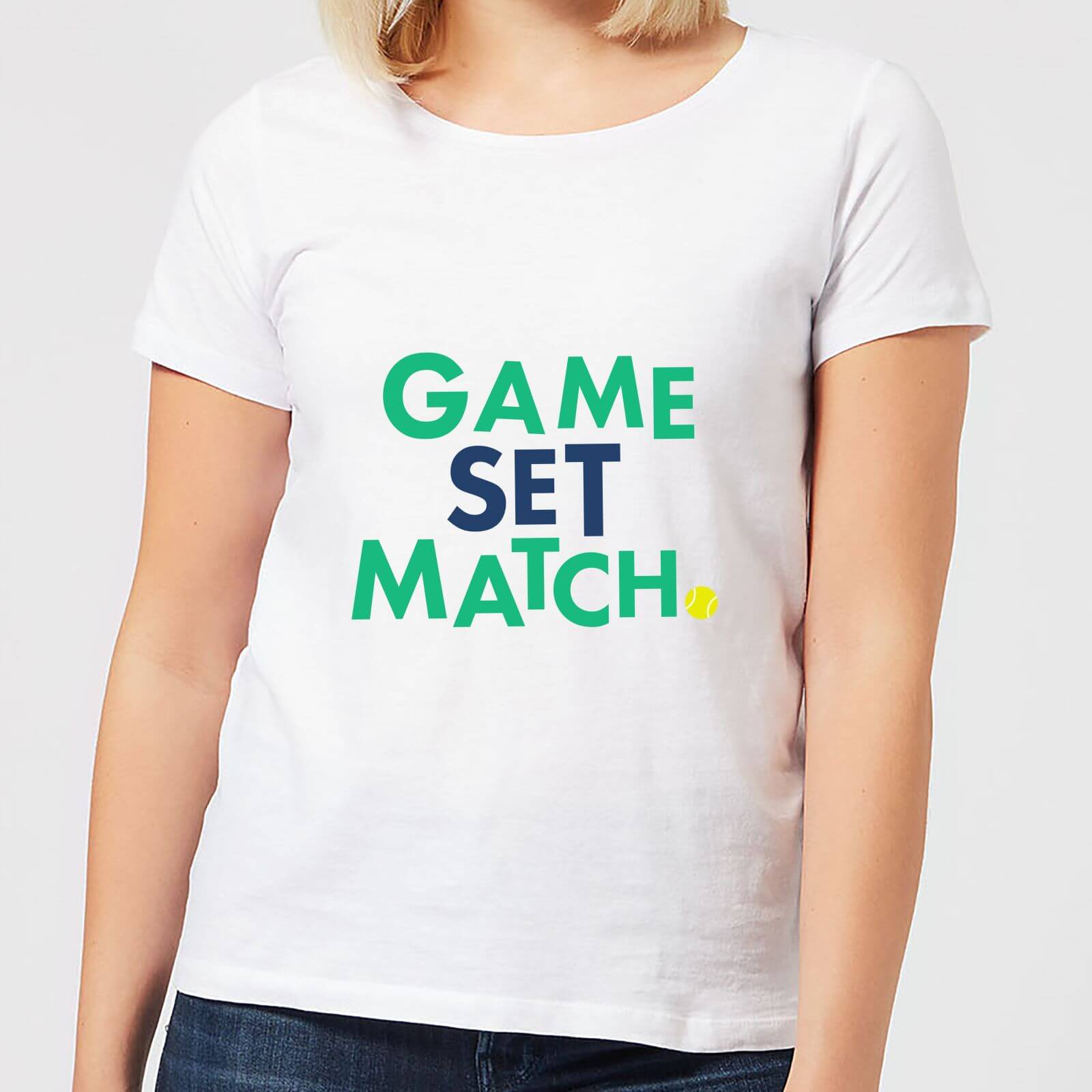 Game Set Match Womens T Shirt   White   4XL   White