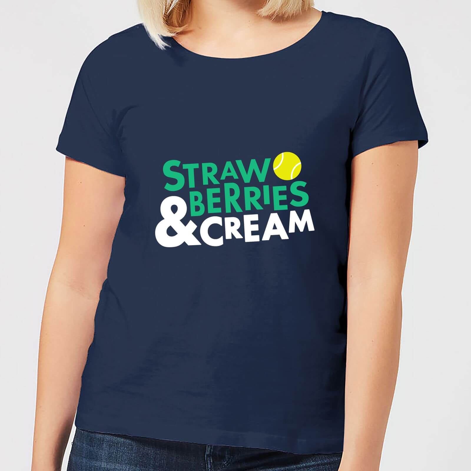 Strawberries and Cream Women's T-Shirt - Navy - S