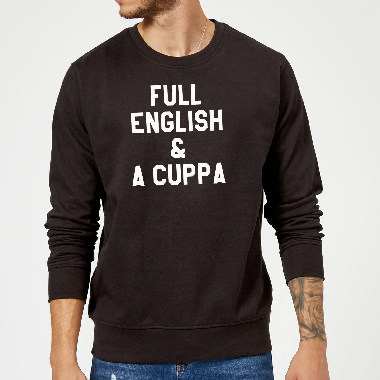 Full English and a Cuppa Sweatshirt - Black - 5XL - Black