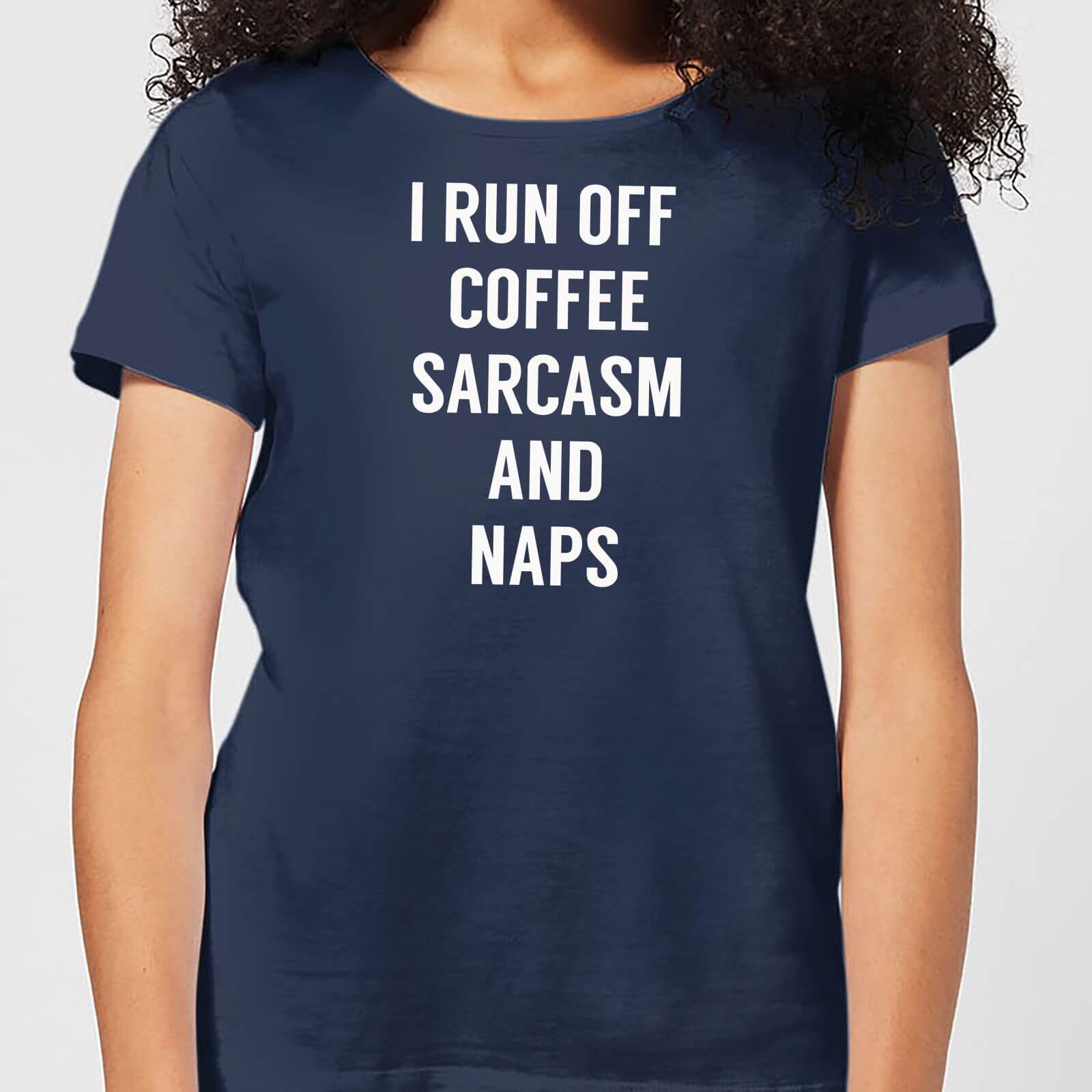 I Run Off Coffee Sarcasm and Naps Women's T-Shirt - Navy - S - Navy
