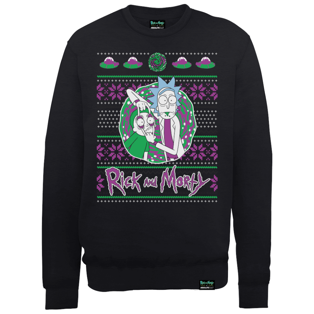 Rick And Morty Weihnachts-Portal Sweatshirt - Schwarz - XXL