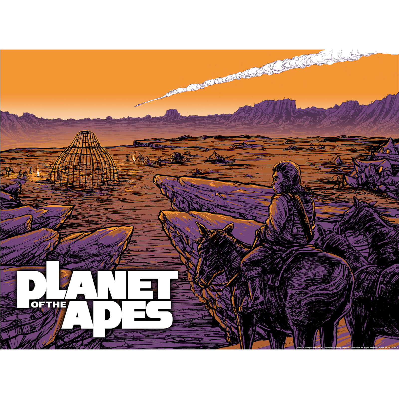 Lithographie Phosphorescente La Planète des Singes 'Falling Star' par Barry Blankenship (45 cm x 60 cm) - Exclusivité Zavvi