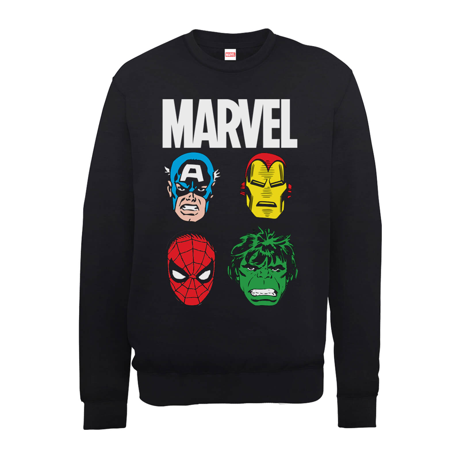 Marvel Comics Main Character Faces Men's Black Sweatshirt - S - Black