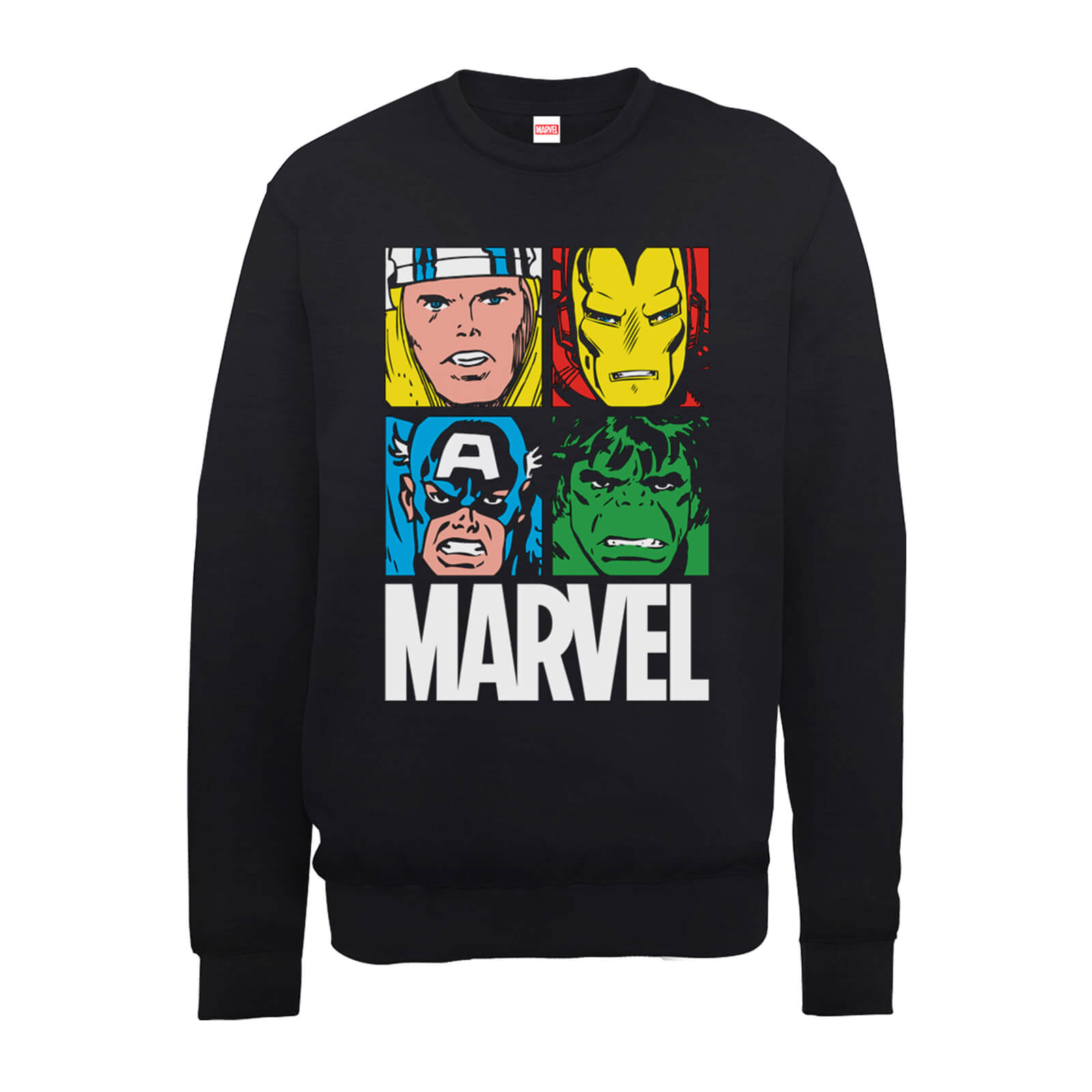 Marvel Multi Colour Main Tile Men's Black Sweatshirt - S