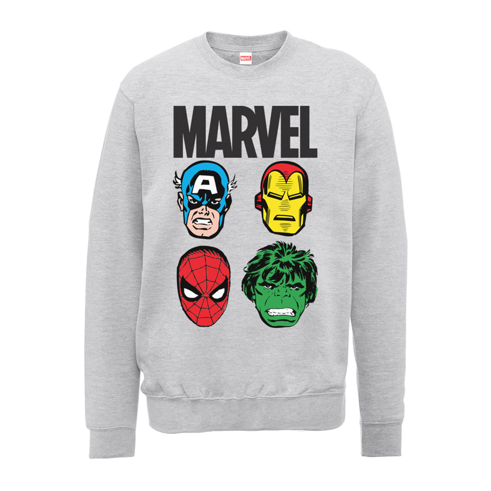 Marvel Comics Main Character Faces Men's Grey Sweatshirt - S - Grey