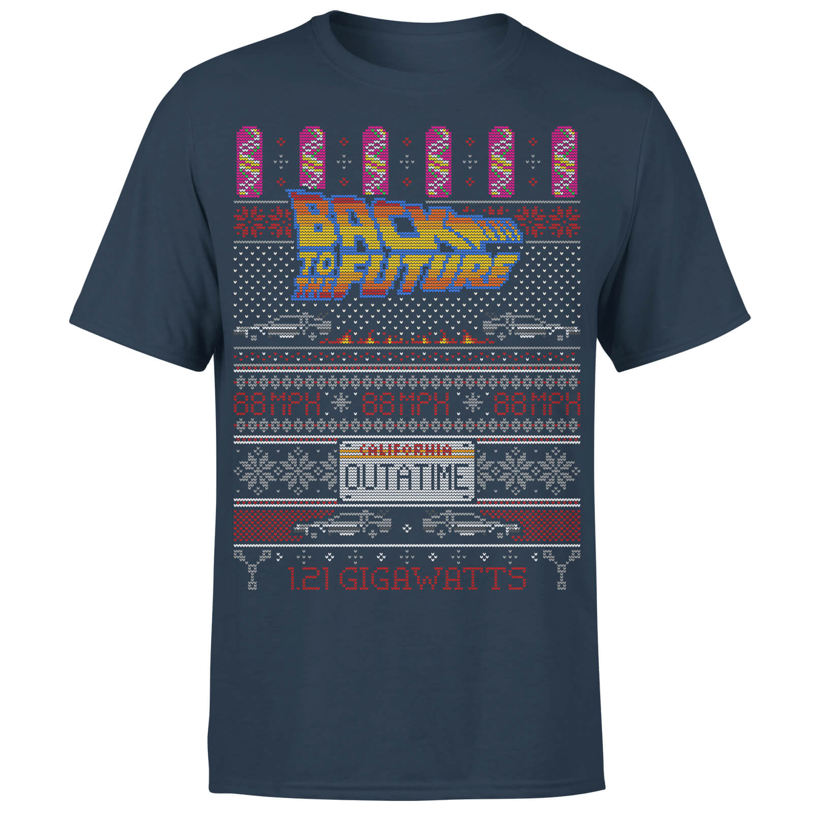 Back To The Future OUTATIME Men's Christmas T-Shirt - Navy - S - Navy