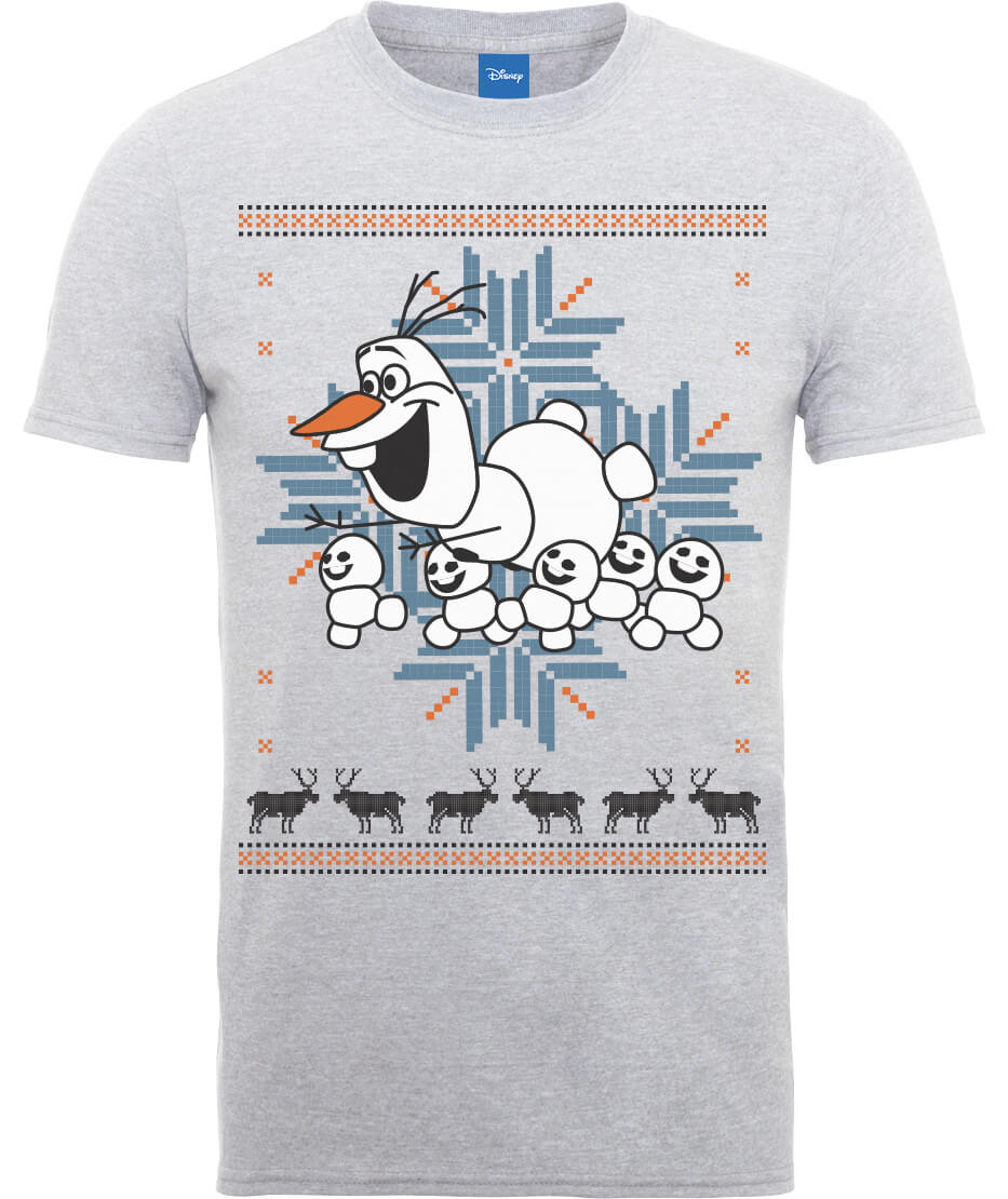 Disney Frozen Olaf And Snowmen Men's Grey T-Shirt - S - Grey