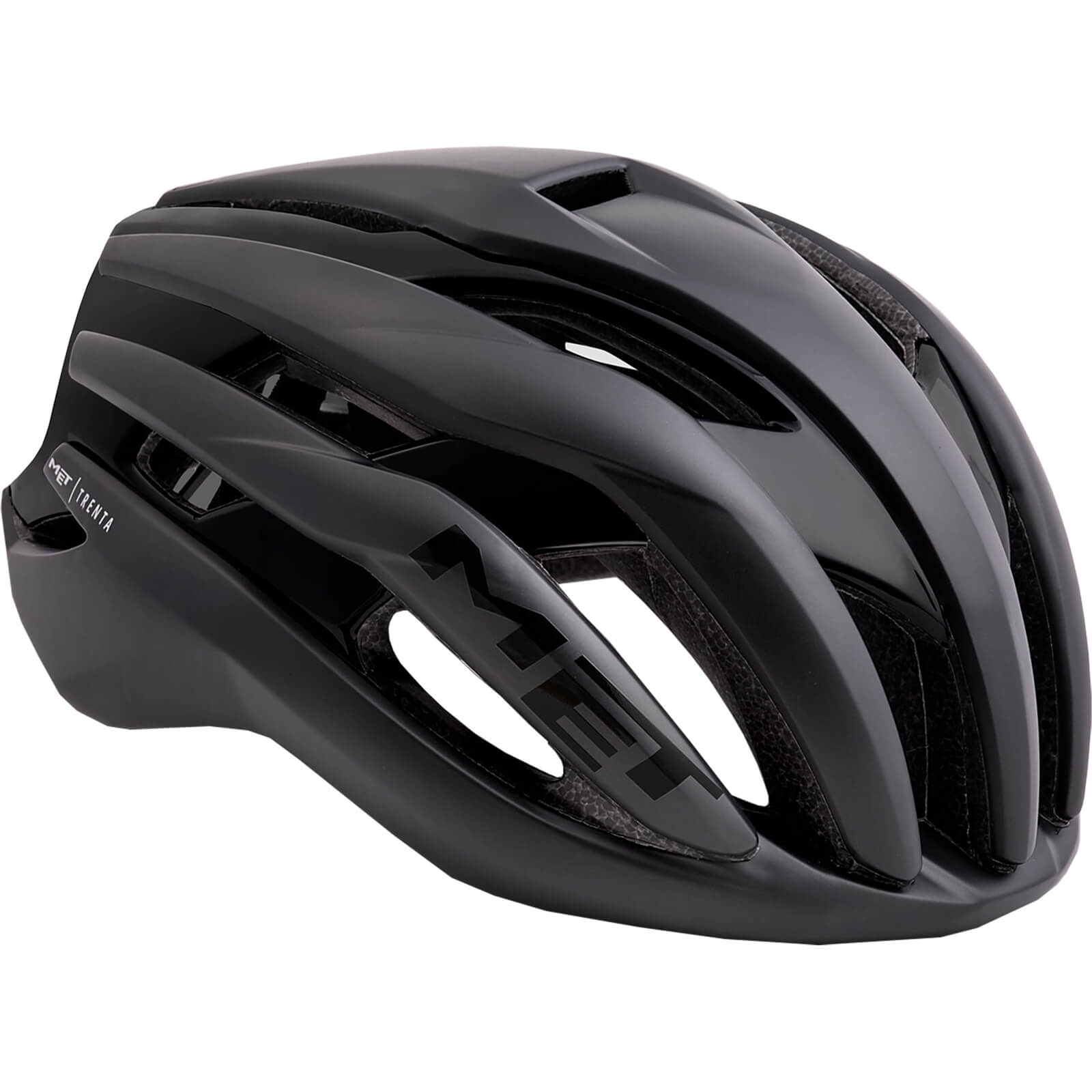 Image of MET Trenta Road Bike Helmet - Black / Matt Glossy / Large / 58cm / 62cm