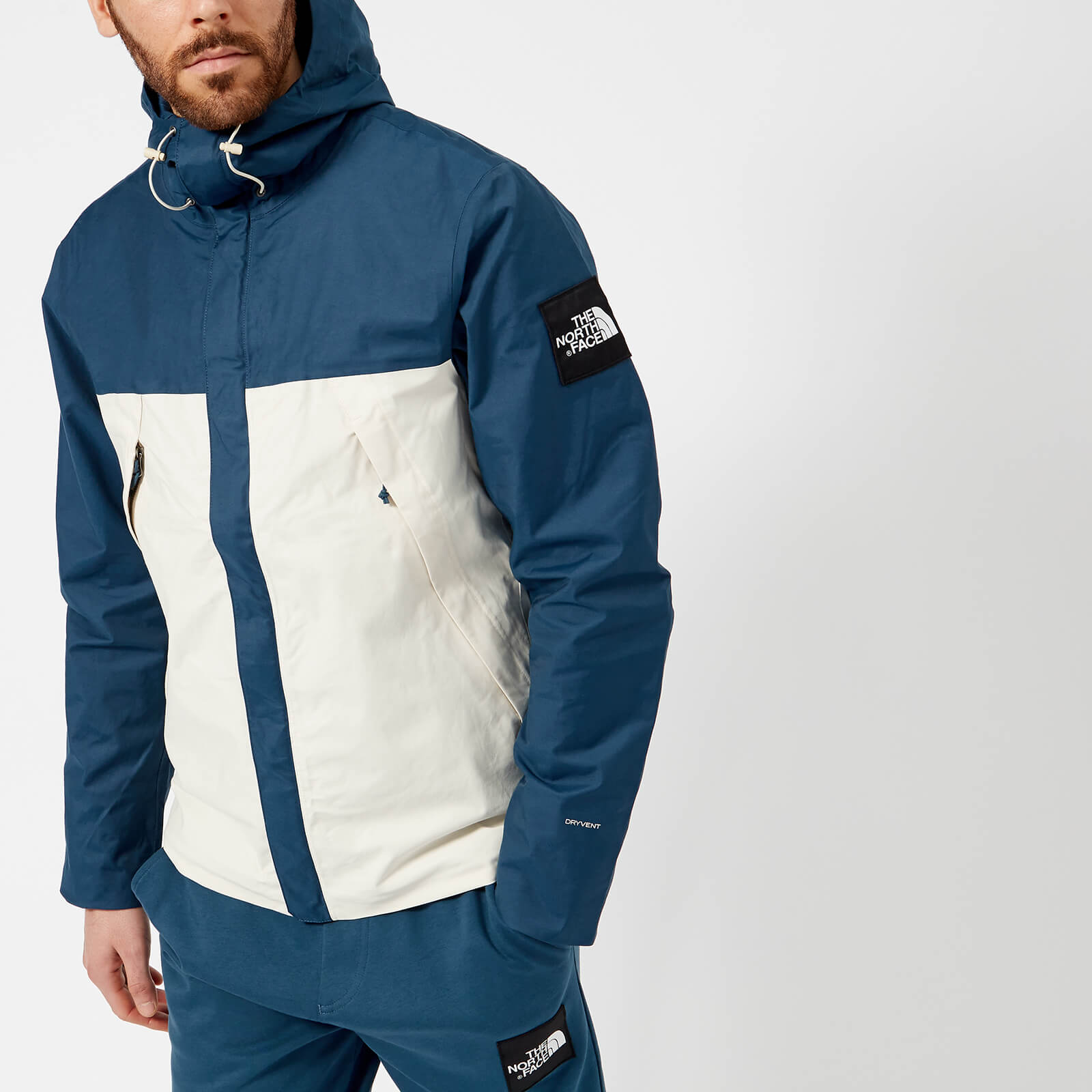 north face blue and white jacket