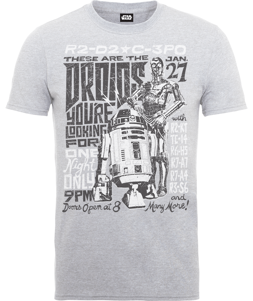 Star Wars Droids Rock Poster T-Shirt - Grey - XL