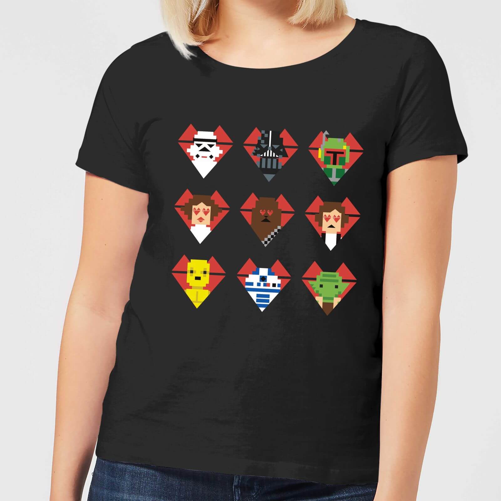 Star Wars Valentine's Pixel Montage Women's T-Shirt - Black - S