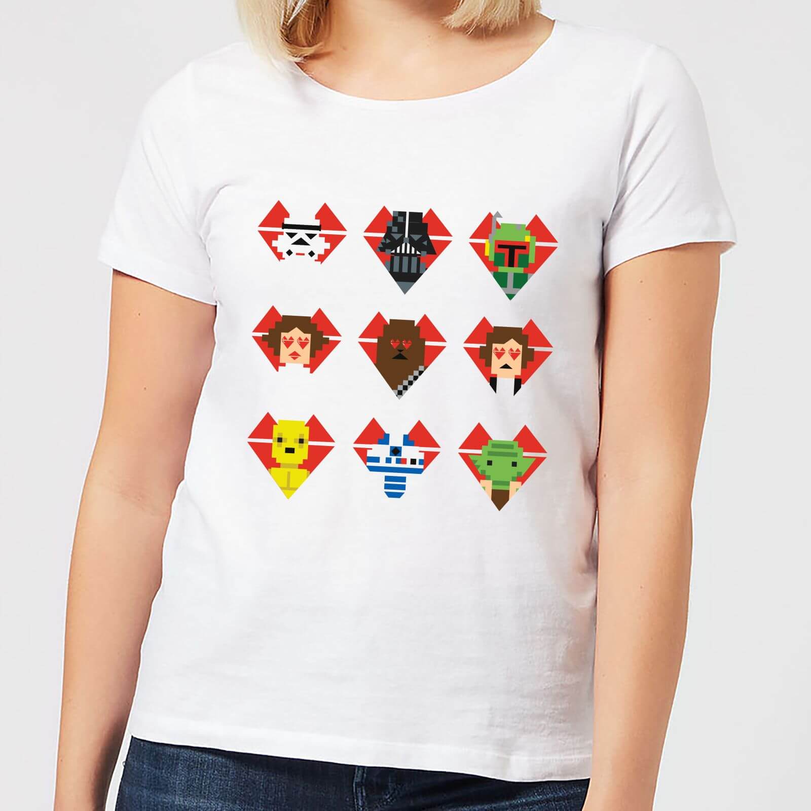 

T-Shirt Star Wars Valentine's Pixel Montage - Bianco - Donna - M - Bianco
