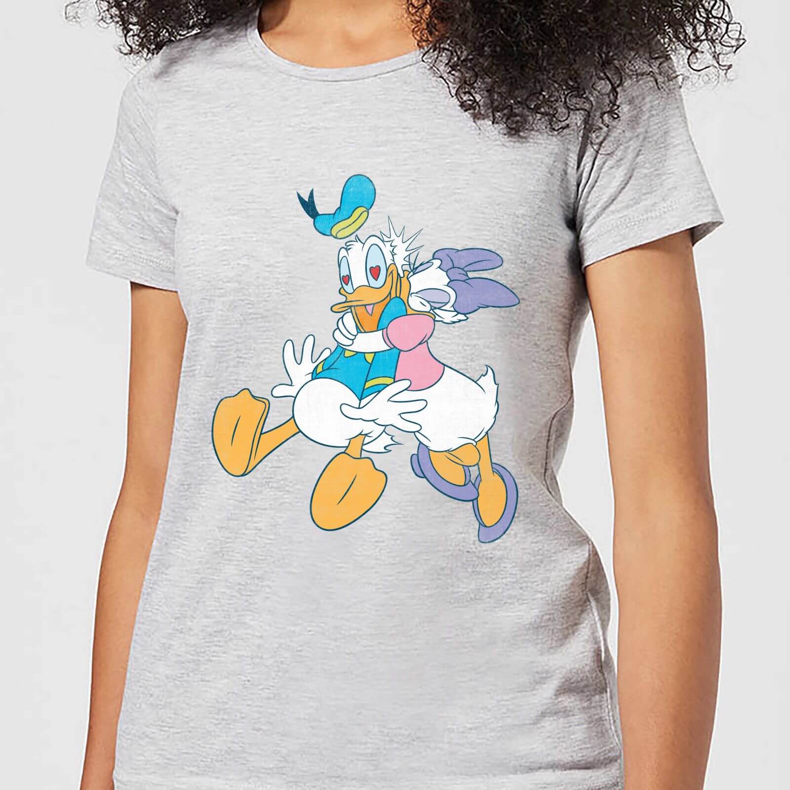 Disney Mickey Mouse Donald Daisy Kiss Women's T-Shirt - Grey - XL