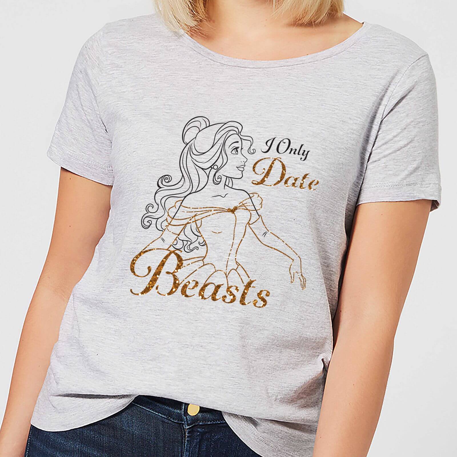 disney beauty and the beast princess belle i only date beasts women's t-shirt - grey - xs