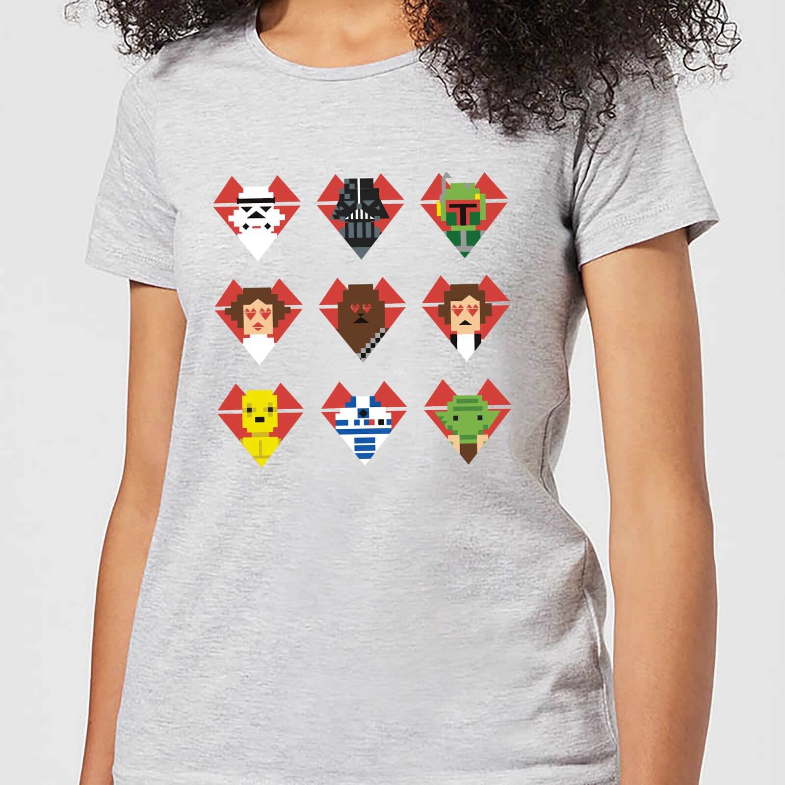 

T-Shirt Star Wars Valentine's Pixel Montage - Grigio - Donna - L - Grigio