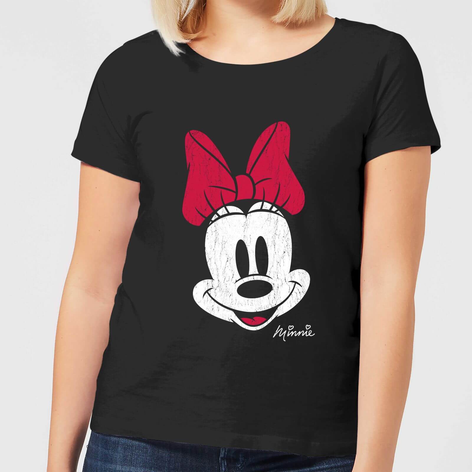 Disney Mickey Mouse Minnie Face Women's T-Shirt - Black - XL