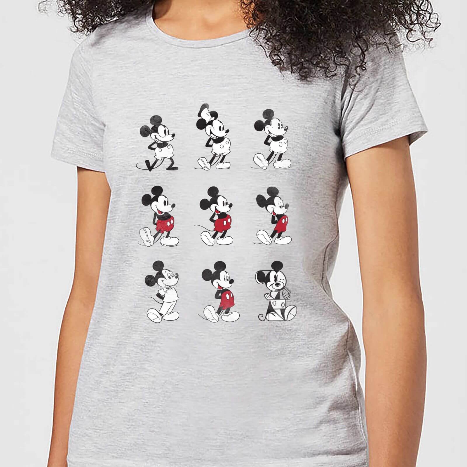 Disney Mickey Mouse Evolution Nine Poses Women's T-Shirt - Grey - 5XL
