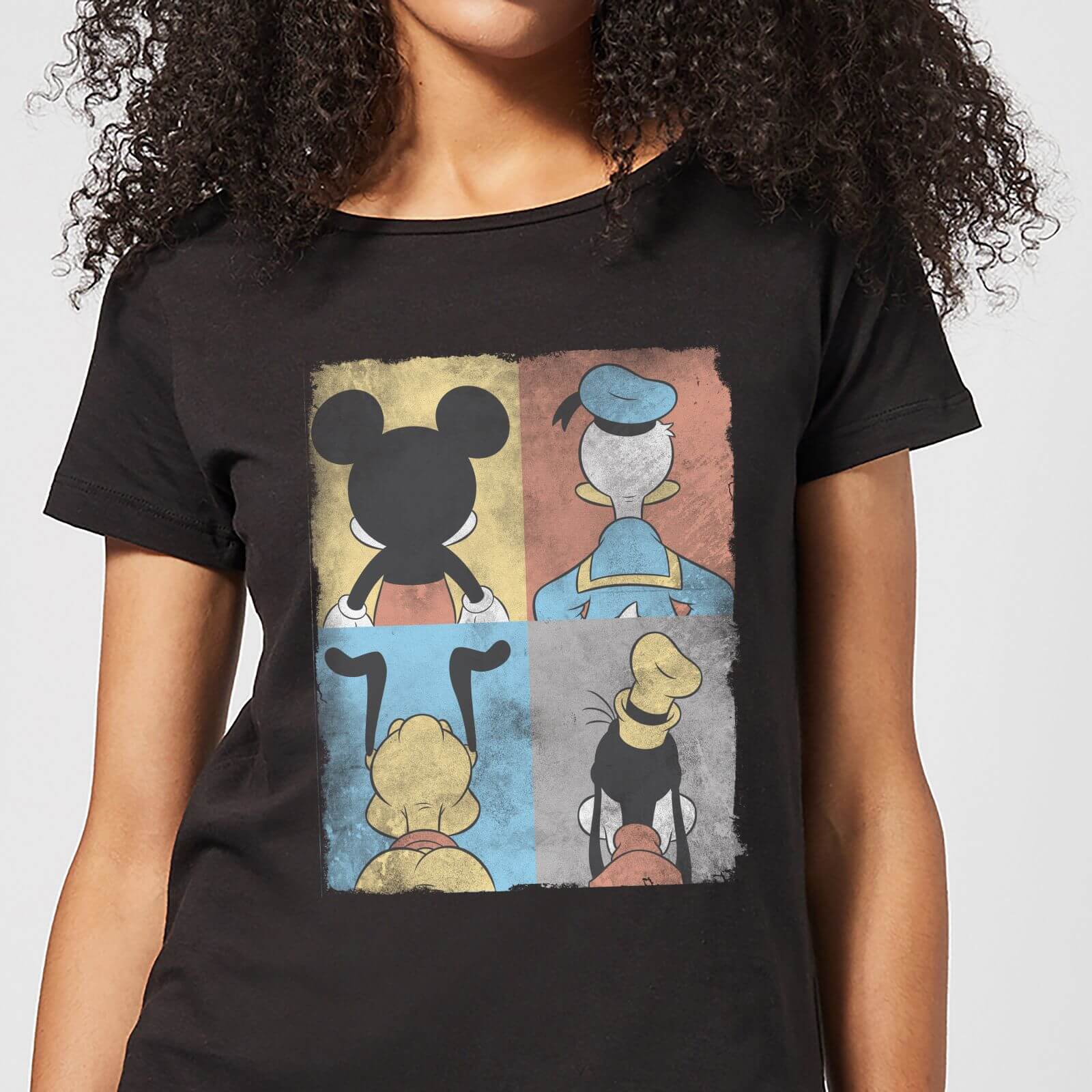 Disney Mickey Mouse Donald Duck Mickey Mouse Pluto Goofy Tiles Women's T-Shirt - Black - 3XL