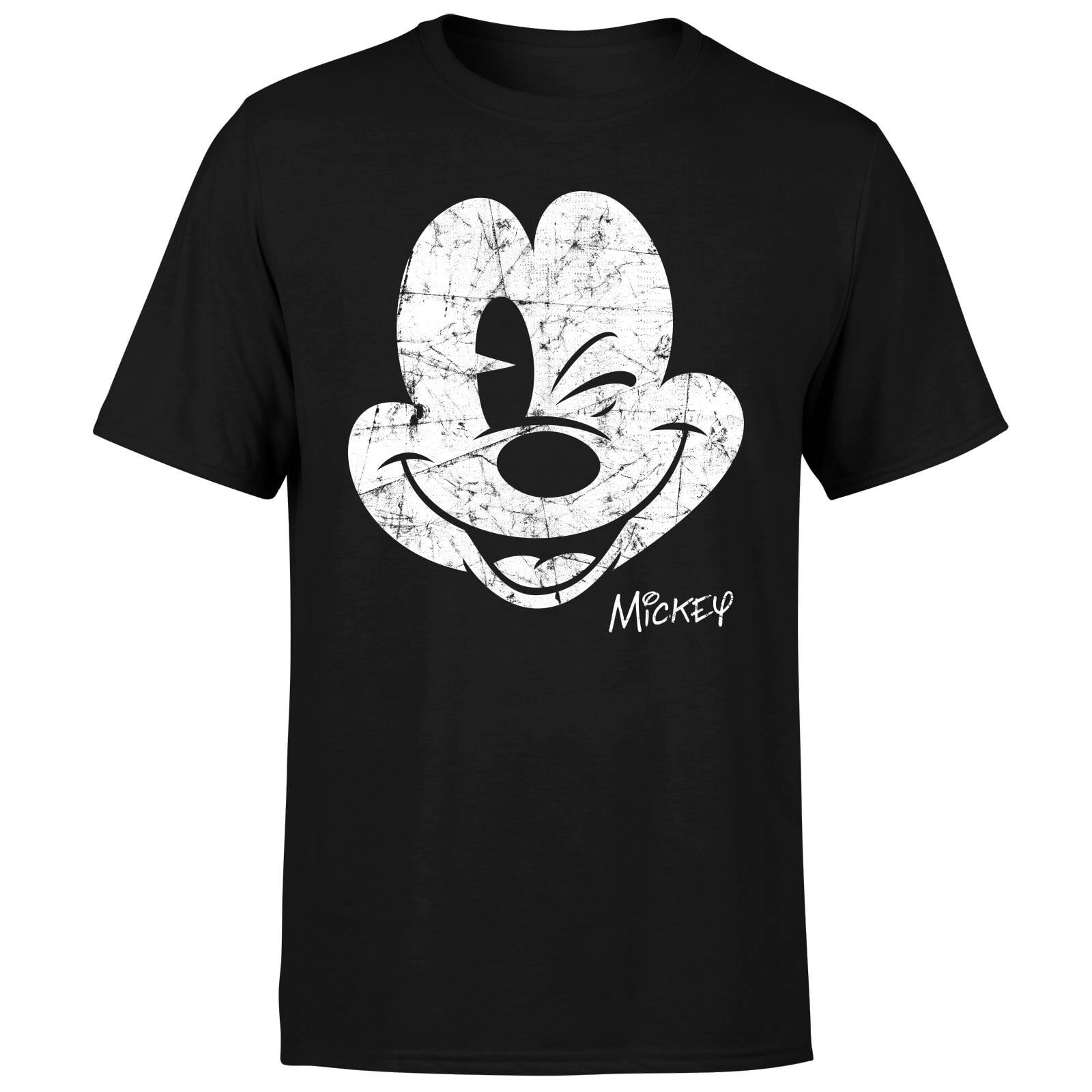 Disney Mickey Mouse Worn Face T-Shirt - Black - 4XL