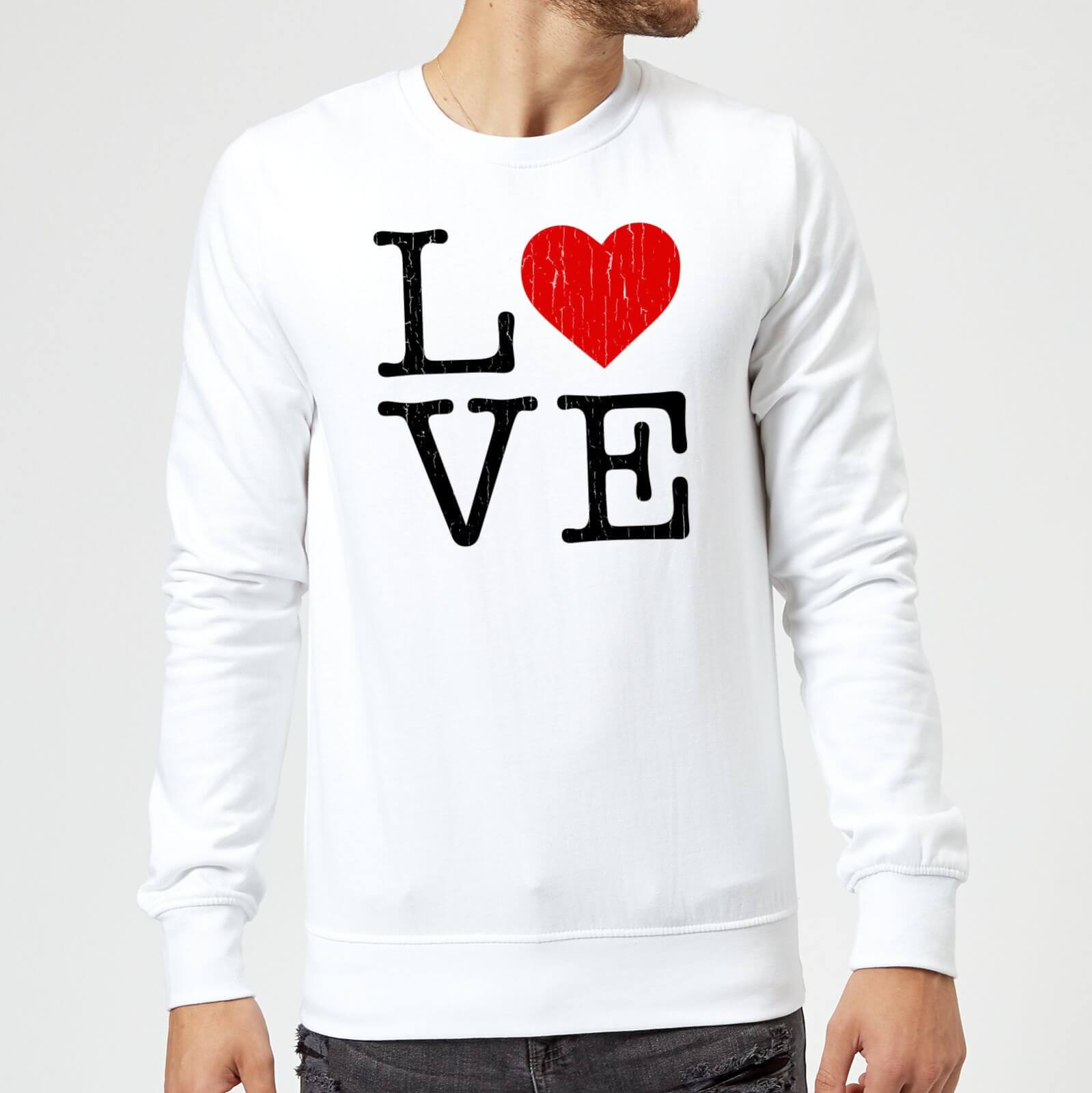Love Heart Textured Sweatshirt - White - S - White