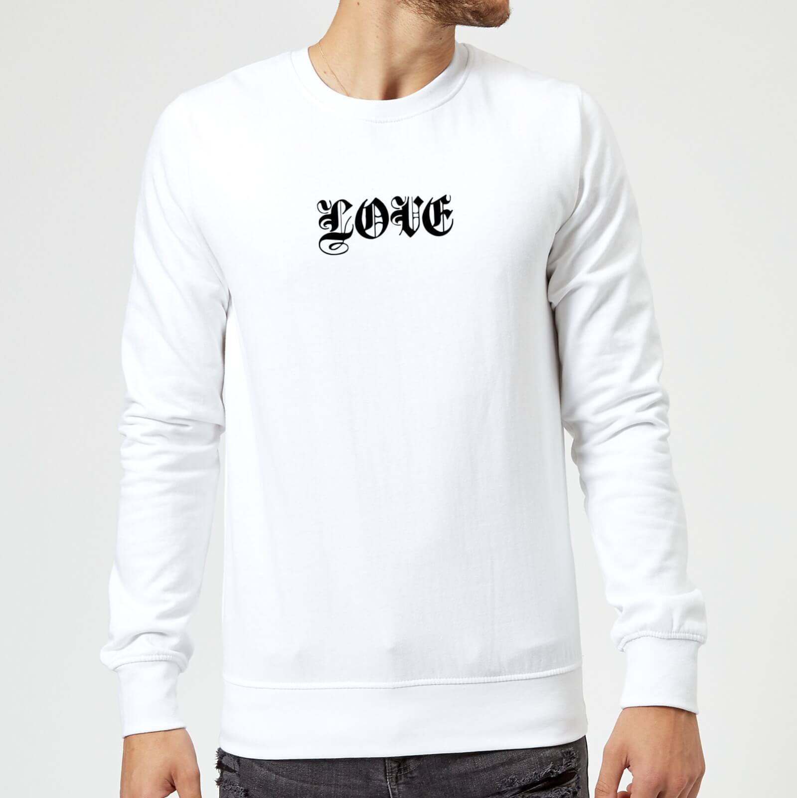 Love Gothic Text Sweatshirt - White - S - White