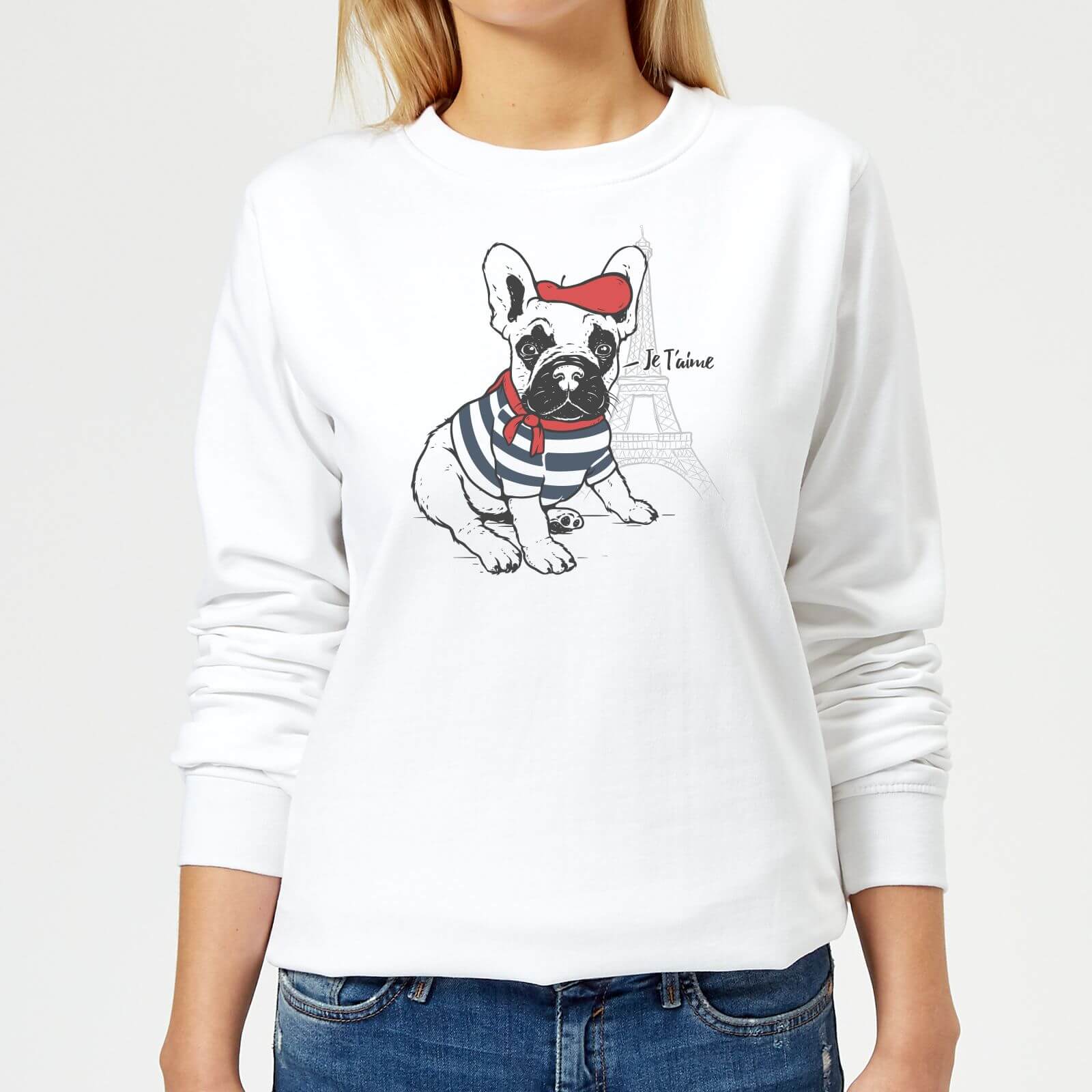 Je T'aime Frenchie Women's Sweatshirt - White - XS - White