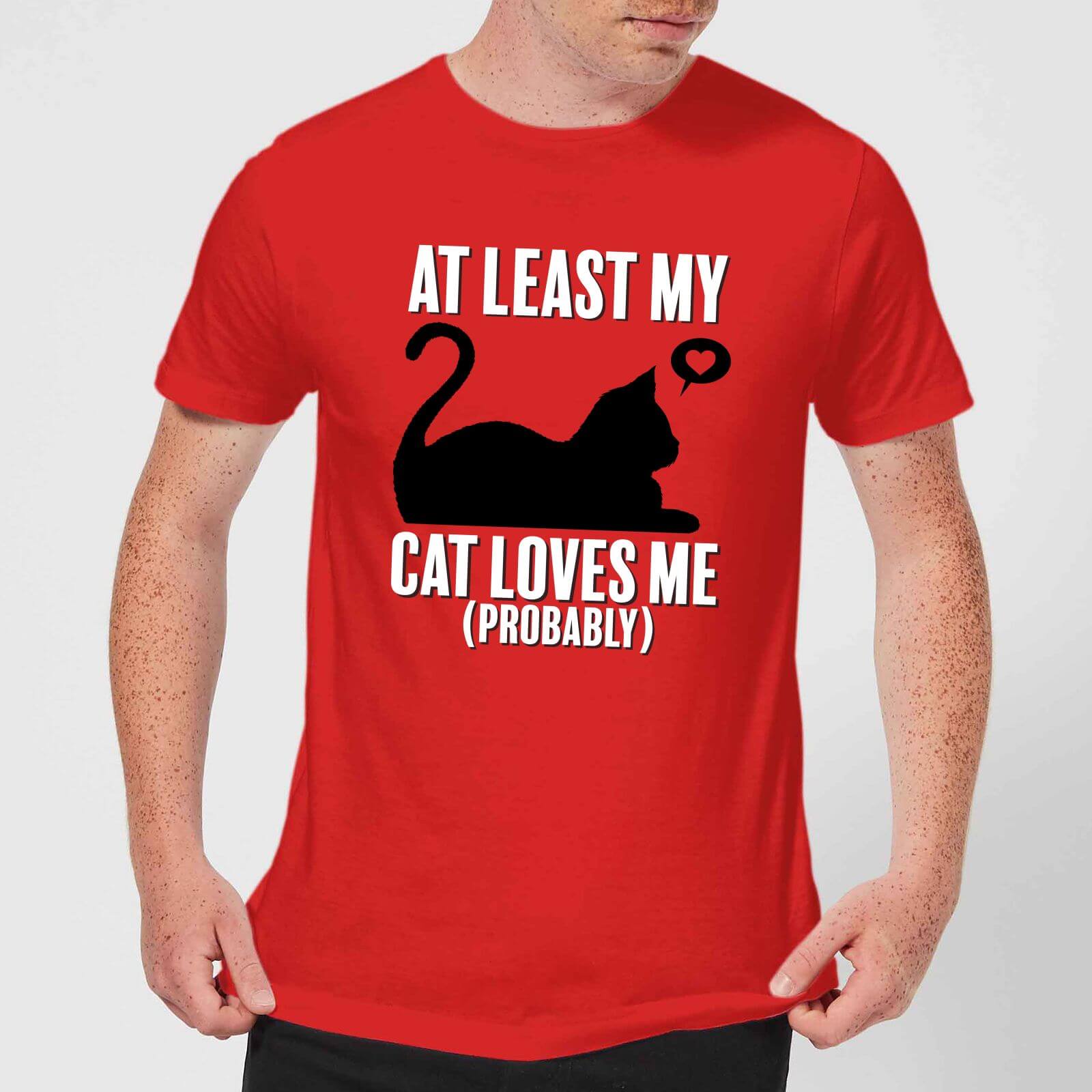 At Least My Cat Loves Me T-Shirt - Red - XXL - Red