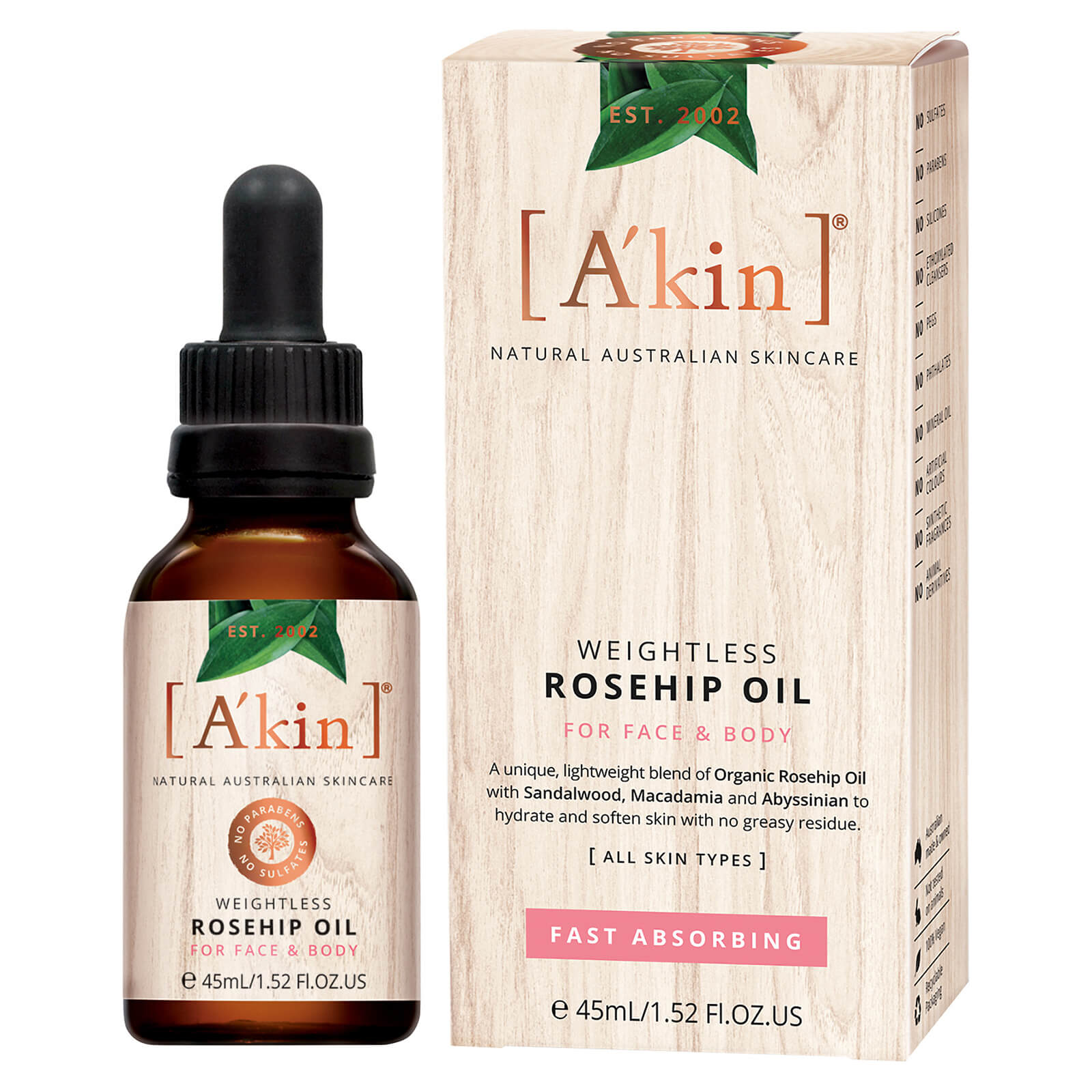 

Легкое масло шиповника A'kin Weightless Rosehip Oil 45 мл