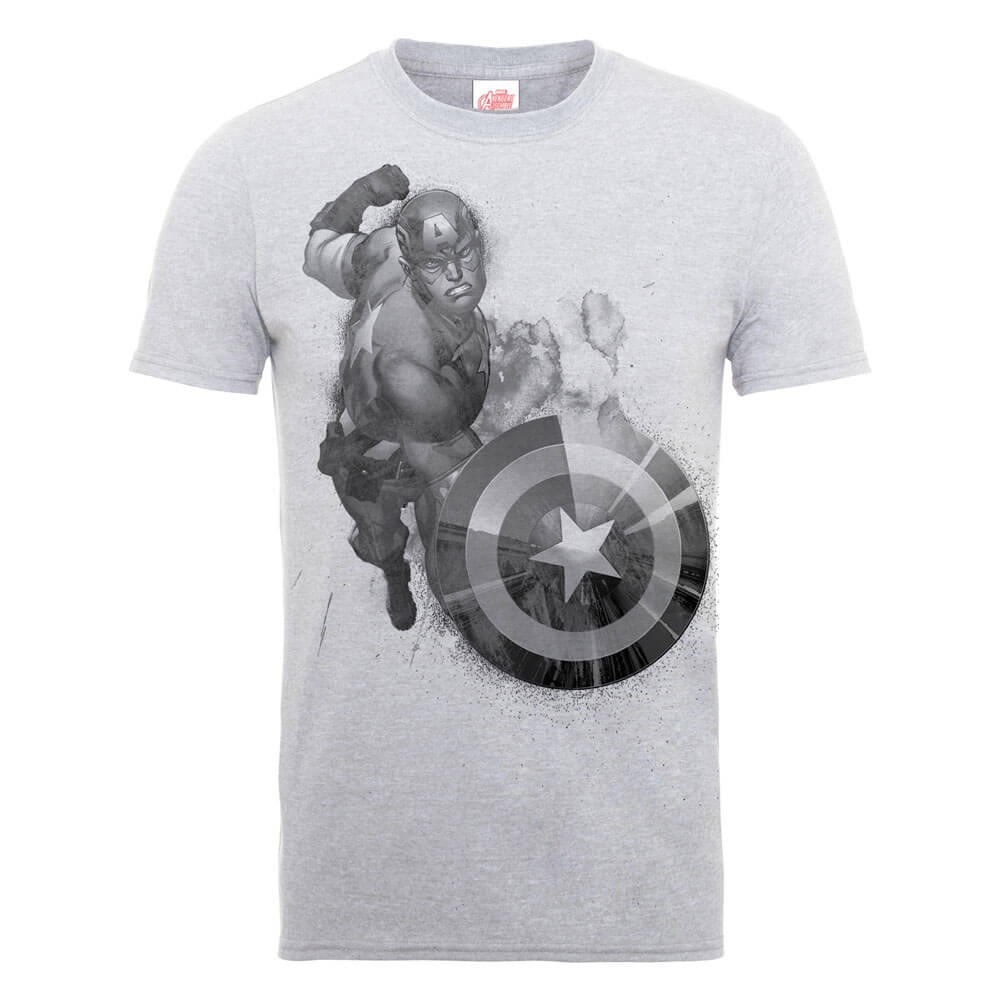 Marvel Avengers Assemble Captain America Mono T-Shirt - Grey - M