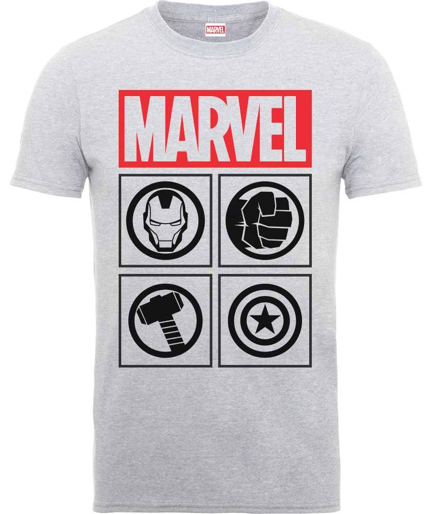 T-Shirt Homme Marvel Avengers Assemble - Icons - Gris - M
