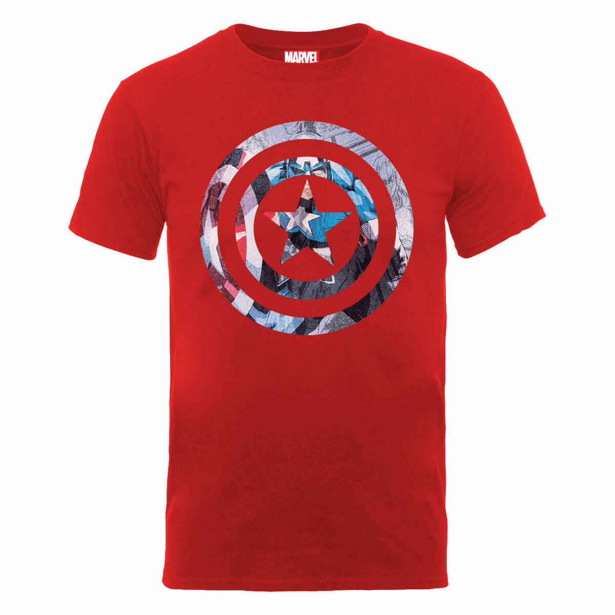 Marvel Avengers Assemble Captain America Shield Montage T-Shirt - Red - M