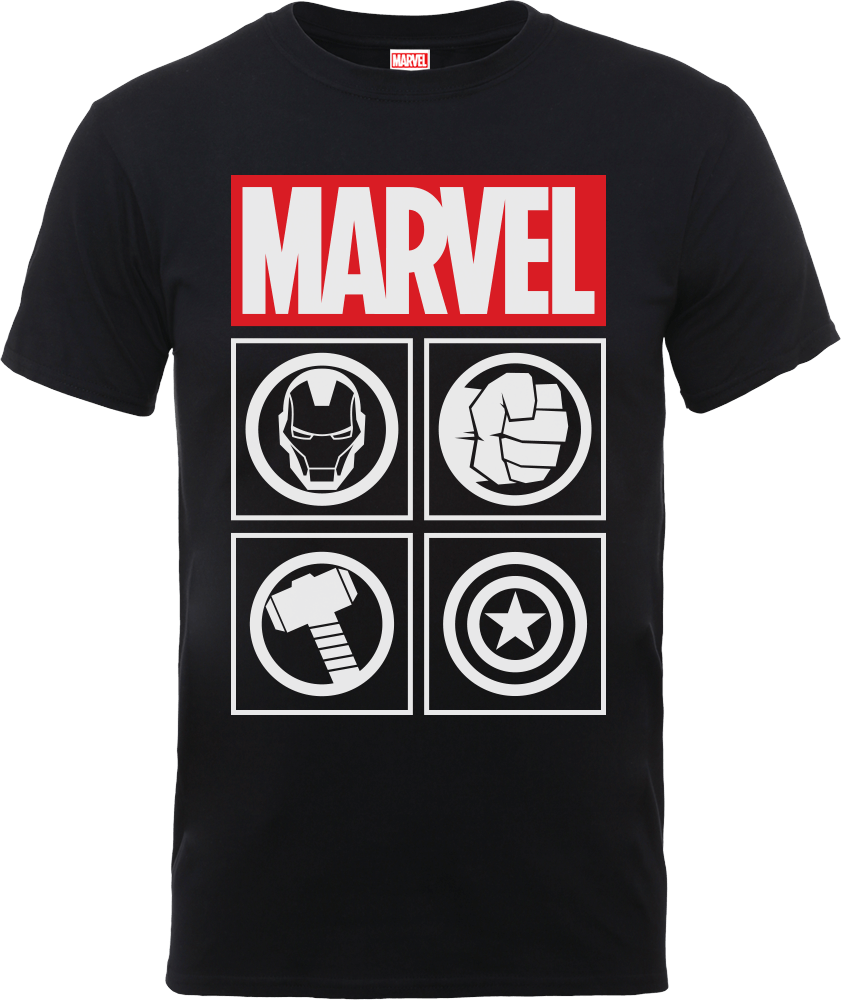 Marvel Avengers Assemble Icons T-Shirt - Black - L