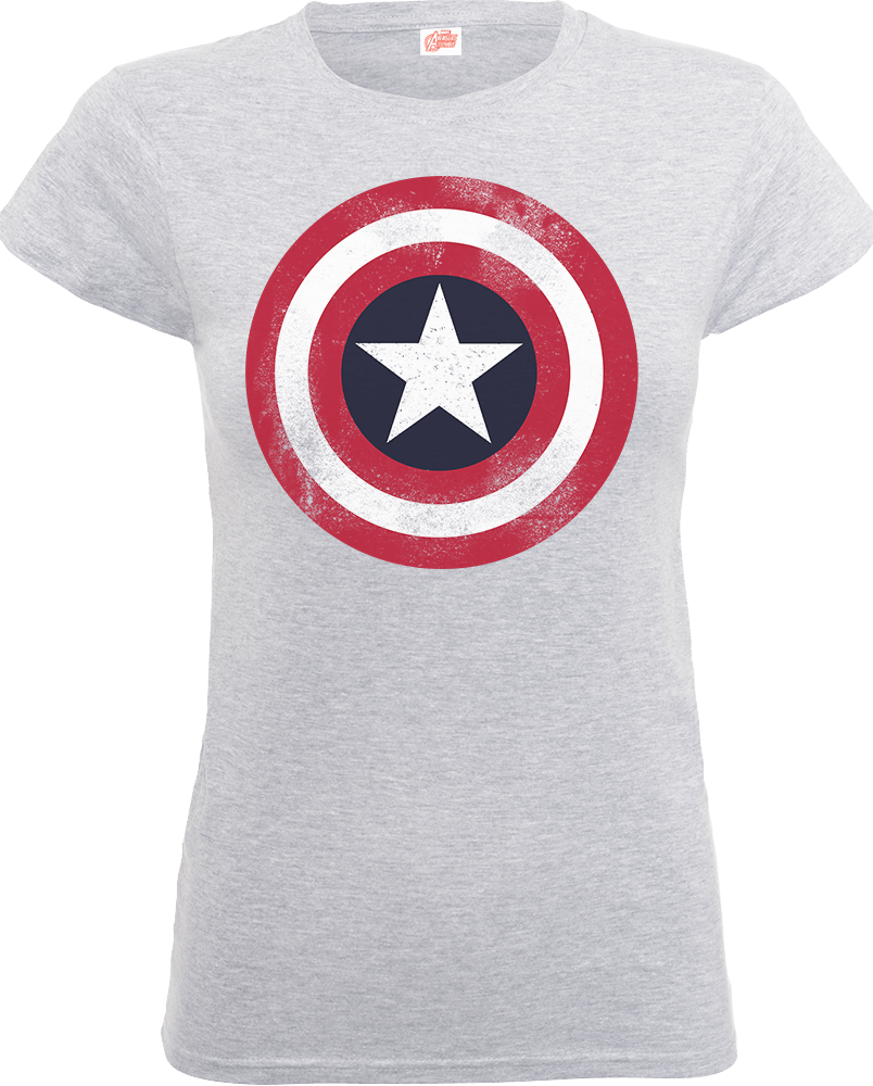 Marvel Avengers Assemble Captain America Distressed Shield Women's T-Shirt - Grey - XL