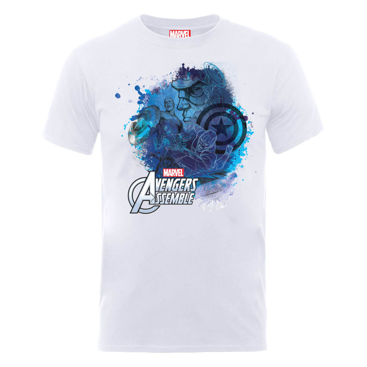 Marvel Avengers Assemble Captain America Montage T-Shirt - White - L