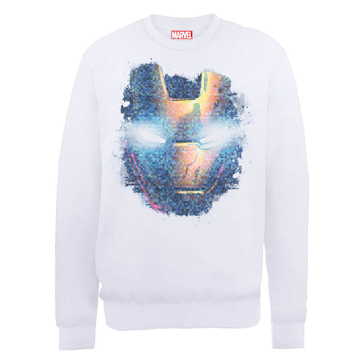 Marvel Avengers Assemble Iron Man Distressed Head Sweatshirt - White - XL