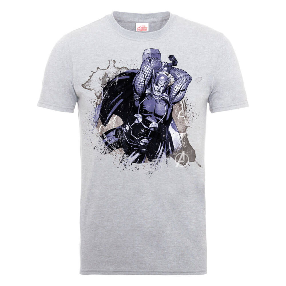 Marvel Avengers Assemble Thor Splash T-Shirt - Grey - L