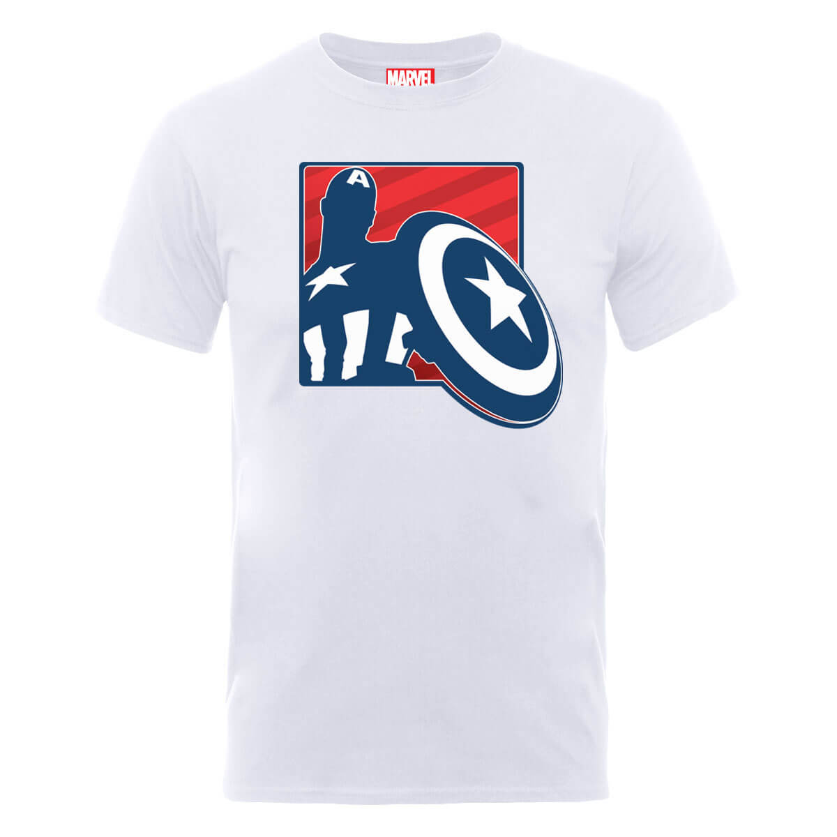 Marvel Avengers Assemble Captain America Outline Badge T-Shirt - White - XL