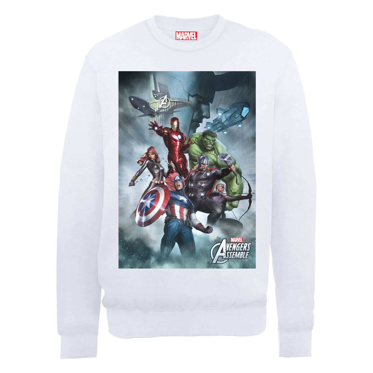 Marvel Avengers Assemble Team Montage Sweatshirt - White - L - White