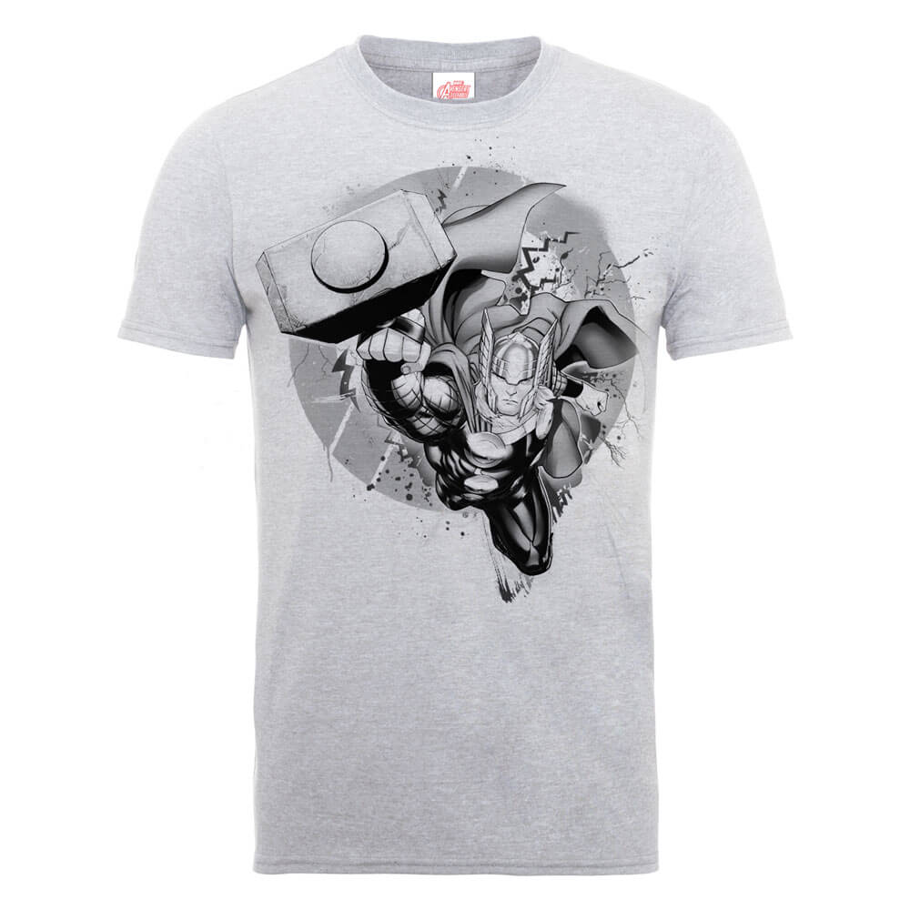 Marvel Avengers Assemble Thor Monotone T-Shirt - Grey - S